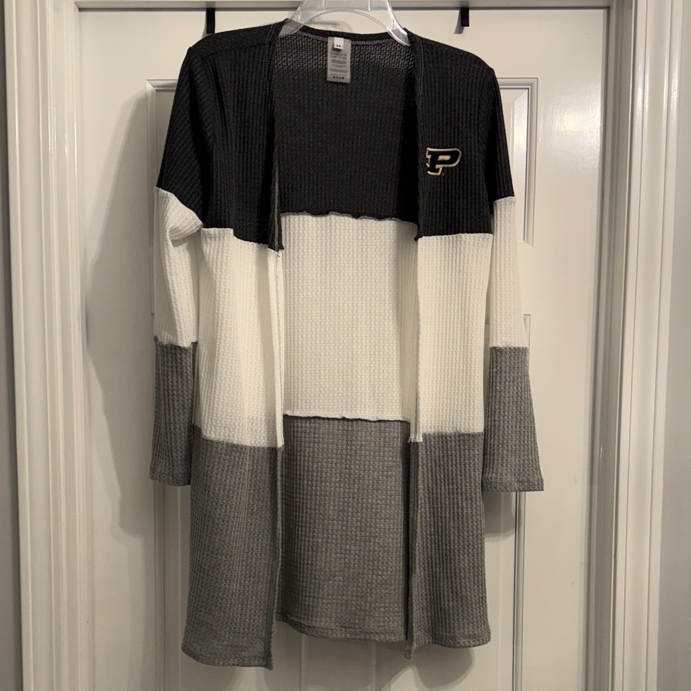 Women's Black, White, and Gray Sweater Purdue Boilermakers size medium